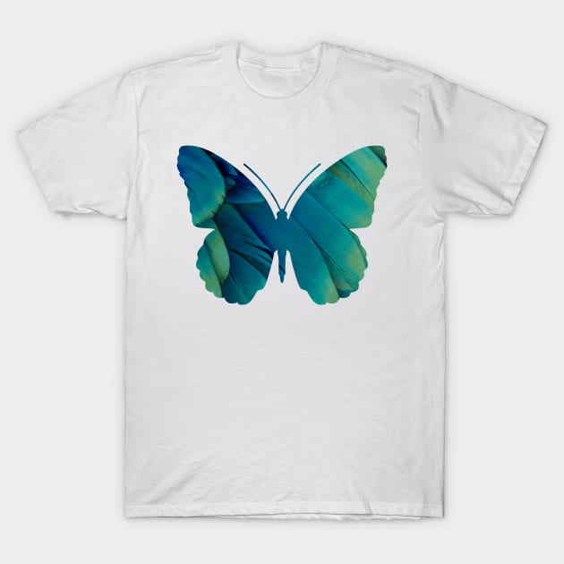 Blue and Green Rainforest Butterfly T-Shirt by DesignsbyZazz